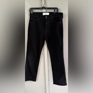 men's straight-leg jeans in a solid black wash.